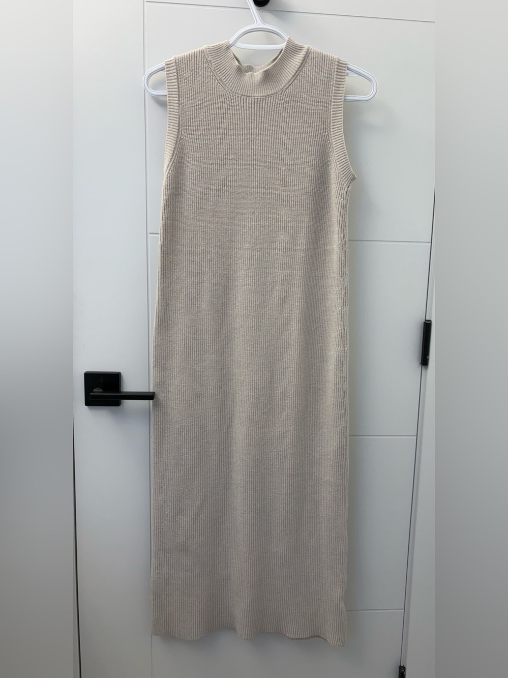 Dex Sleeveless Ribbed Maxi Dress in Beige